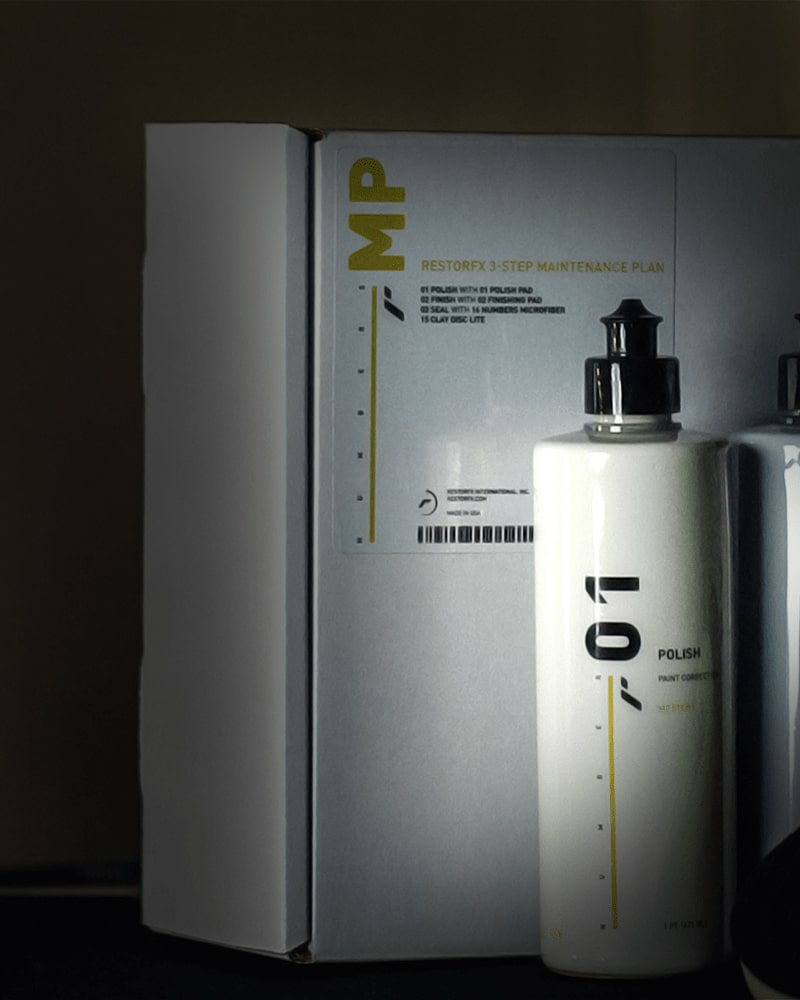 RestorFX Number 01 Polish (MPF) product bottle with its box in the background